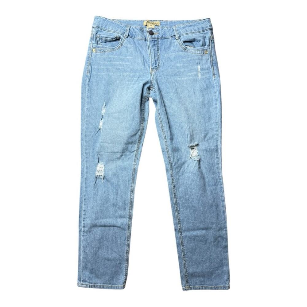 Democracy Women’s Jeans Size 12 Equality Skinny Boyfriend Light Wash Distressed